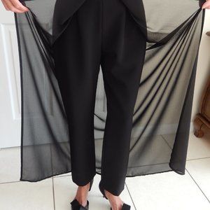 BCBGMAXAZRIA Pants With Sheer Pleated Overlay